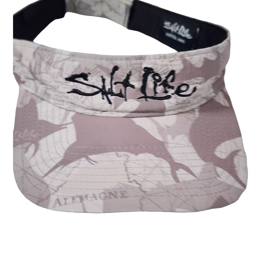 Salt Life UVapor Performance Visor Tan Grey Nautical Map Sea Life One Size